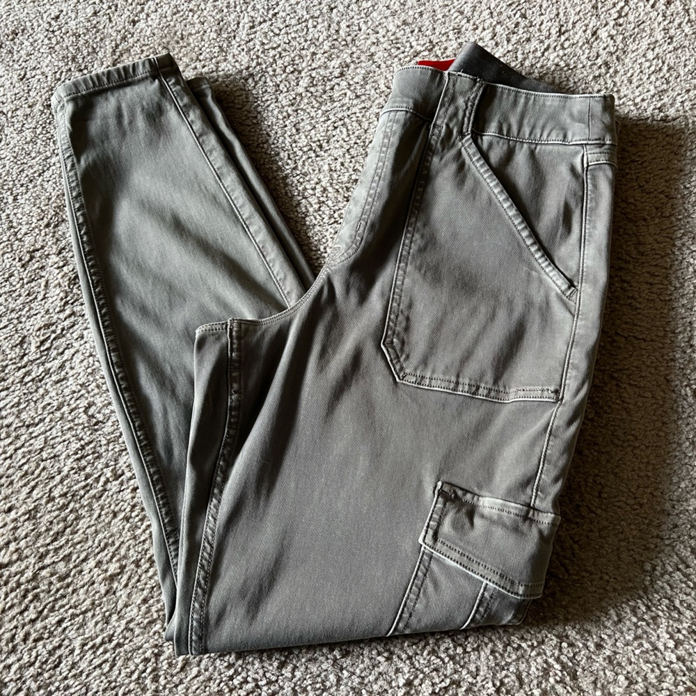 Spanx Stretch Twill Ankle Cargo Pull On Slimming Pants Sz XL in Army Green - Picture 11 of 16
